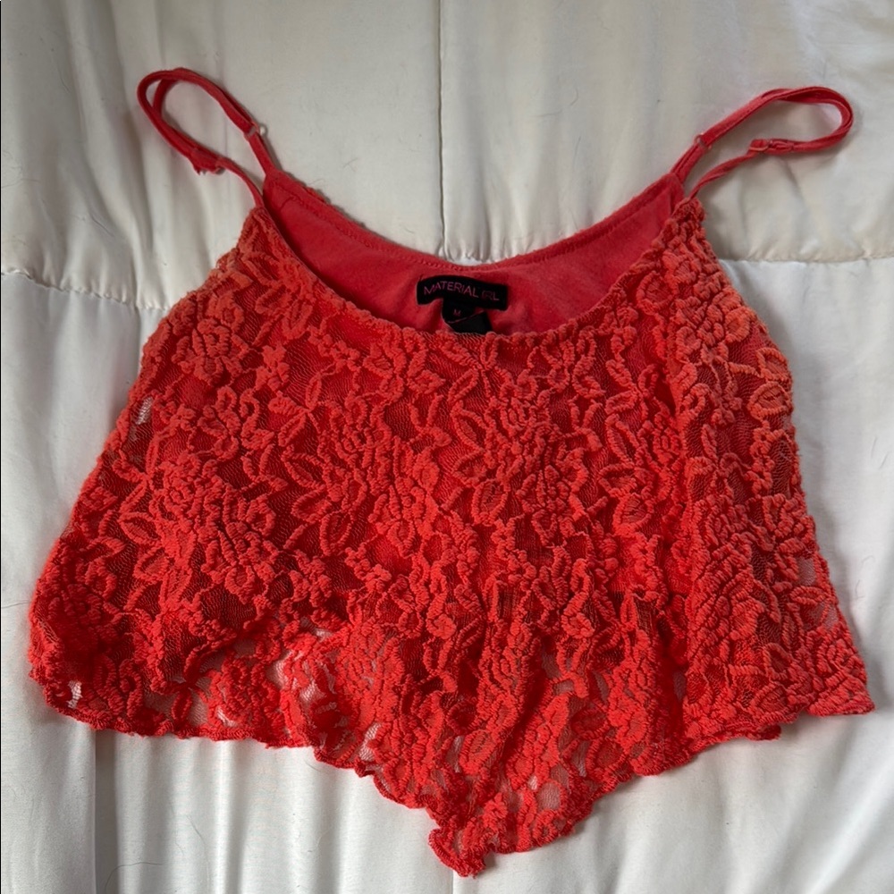 Red Lace Crop Top